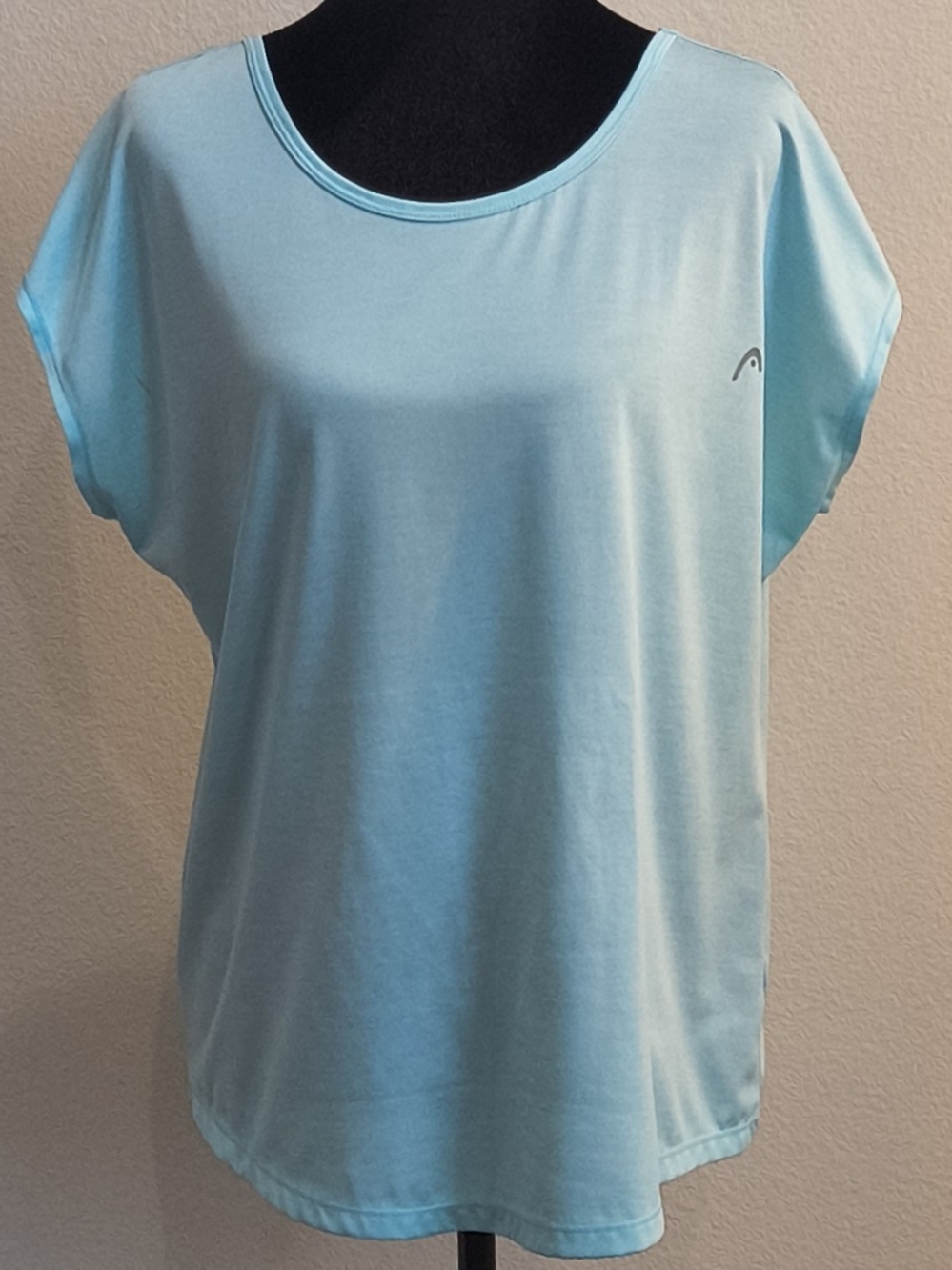 Head Brand Light Blue Scoop Neck Short Sleeve Tee Size Large